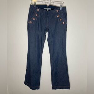 Forever 21 Vintage Inspired Button Detail Wide Leg Boot Cut Jeans